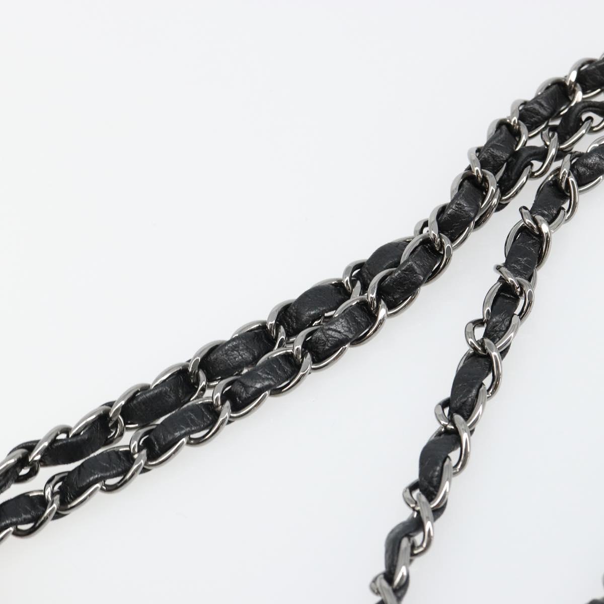 CHANEL Chain Shoulder Bag Tweed Silver Black CC Auth 187052SAM