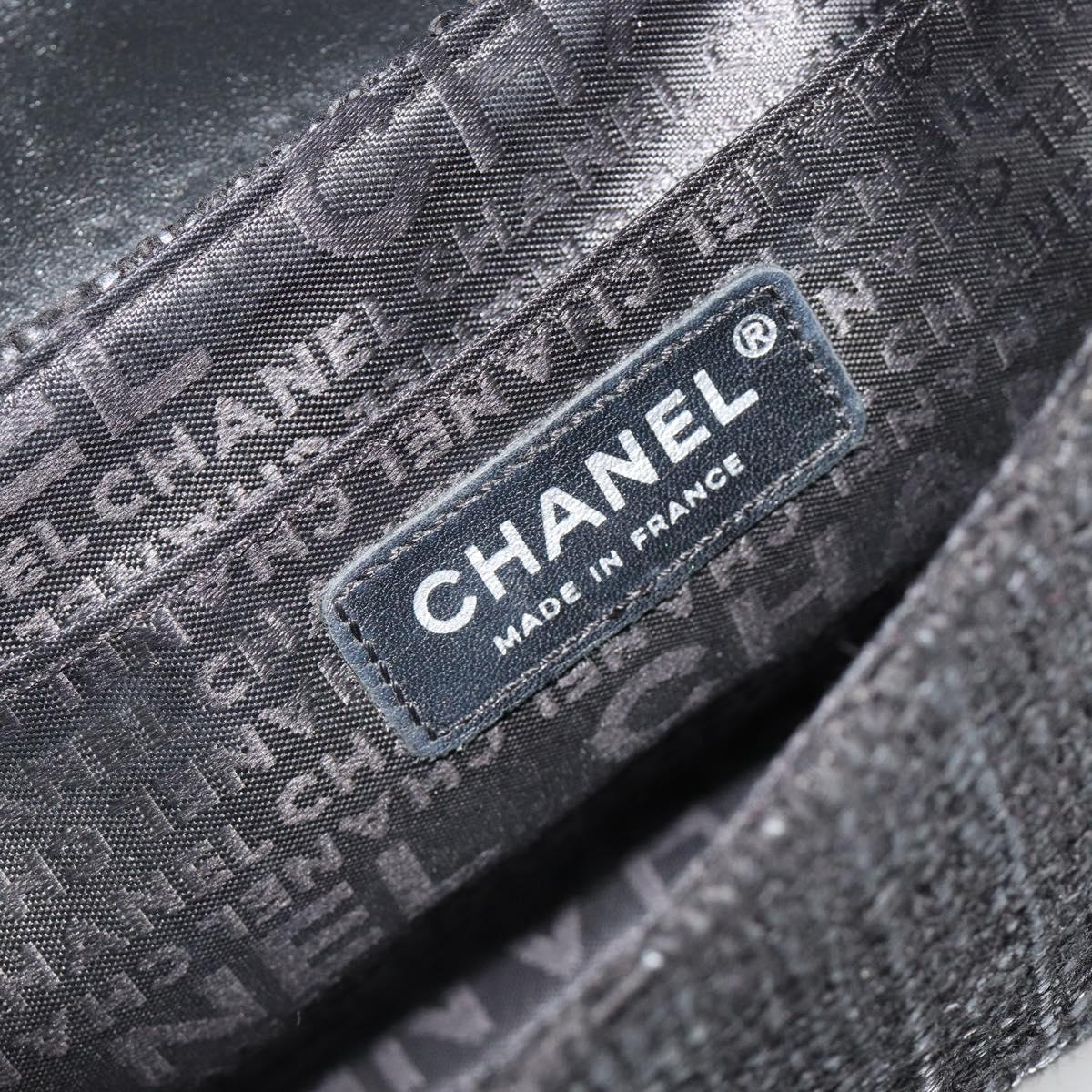 CHANEL Chain Shoulder Bag Tweed Silver Black CC Auth 187052SAM