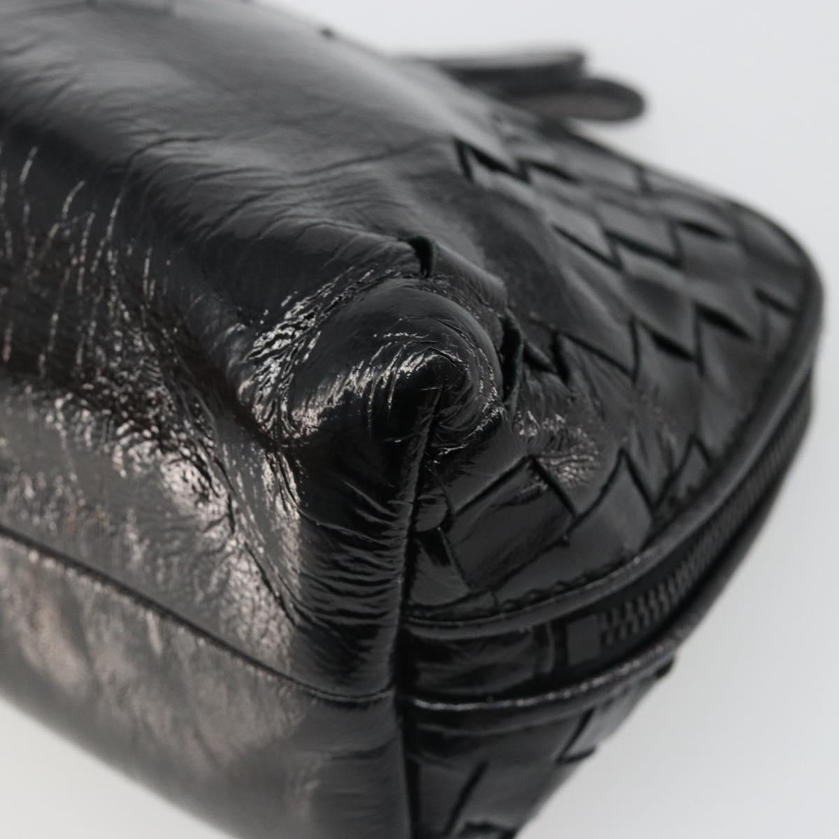 BOTTEGA VENETA INTRECCIATO Pouch Patent leather Black 132534 Auth 187055