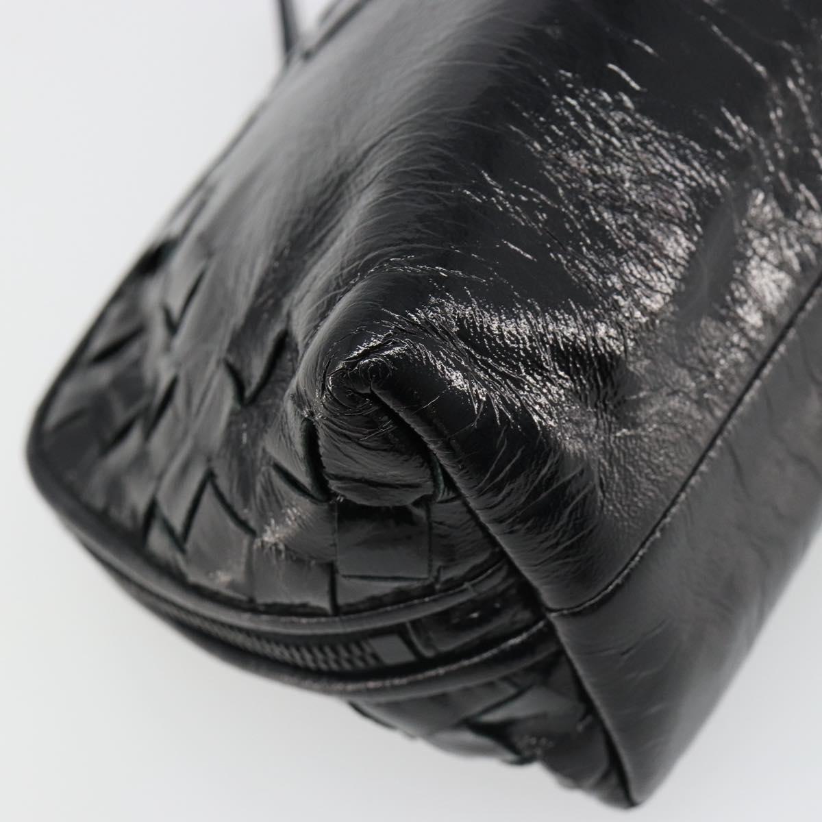 BOTTEGA VENETA INTRECCIATO Pouch Patent leather Black 132534 Auth 187055