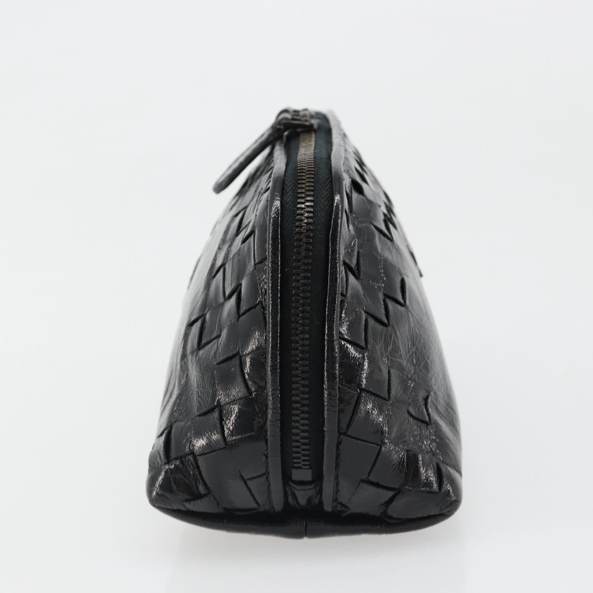 BOTTEGA VENETA INTRECCIATO Pouch Patent leather Black 132534 Auth 187055