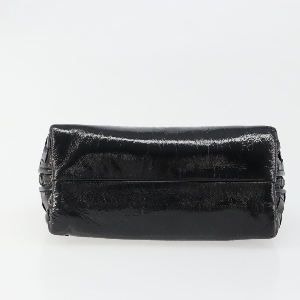 BOTTEGA VENETA INTRECCIATO Pouch Patent leather Black 132534 Auth 187055