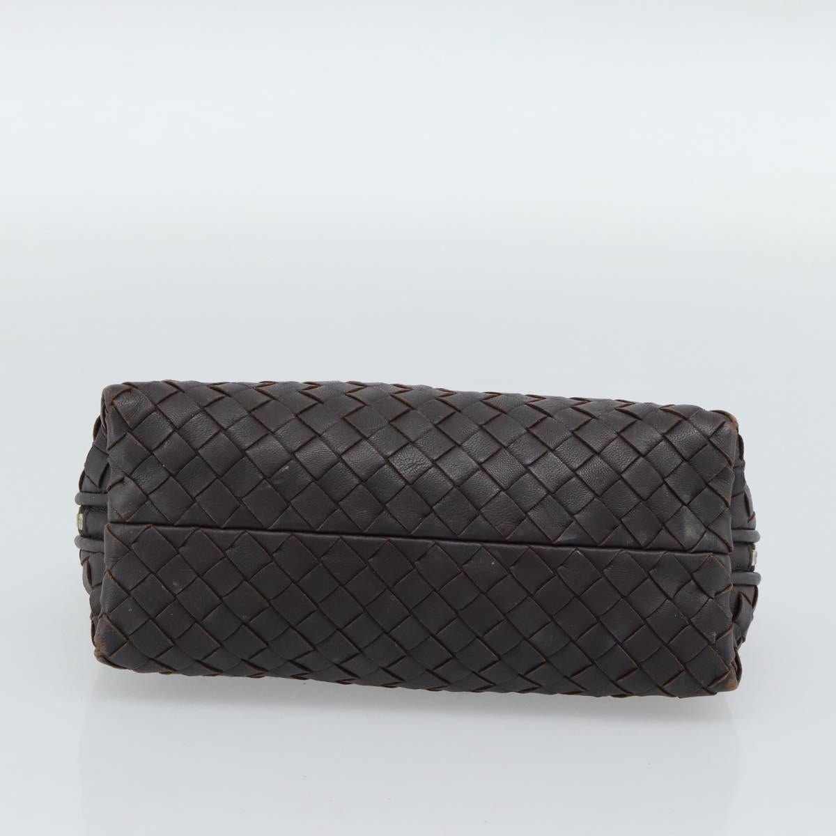 BOTTEGA VENETA INTRECCIATO Pouch Leather Brown Gold 132535 Auth 187056