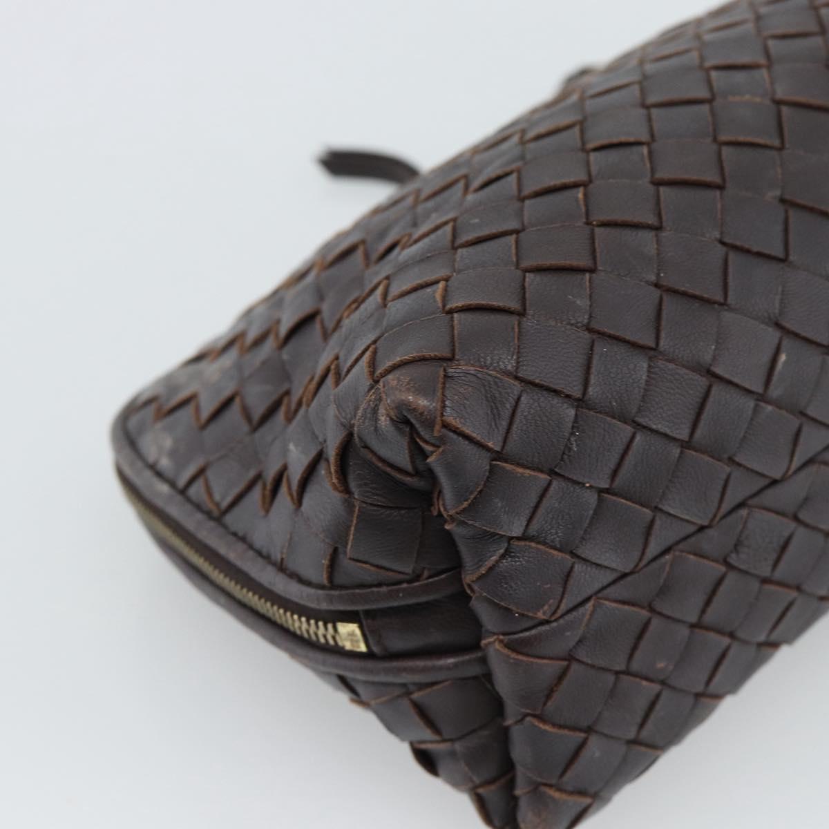 BOTTEGA VENETA INTRECCIATO Pouch Leather Brown Gold 132535 Auth 187056