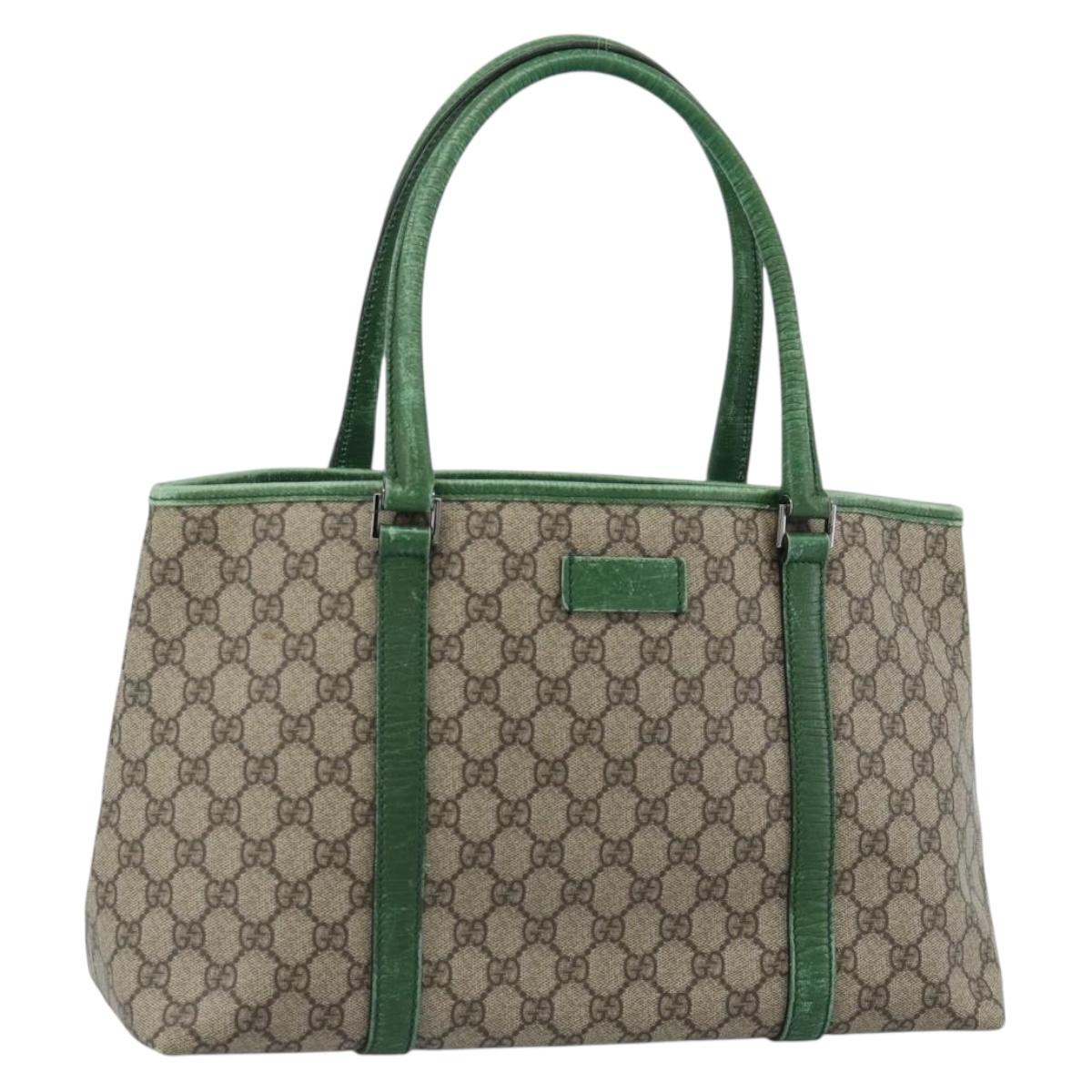 GUCCI GG Supreme Tote Bag PVC Beige Silver 114595 Auth 187057