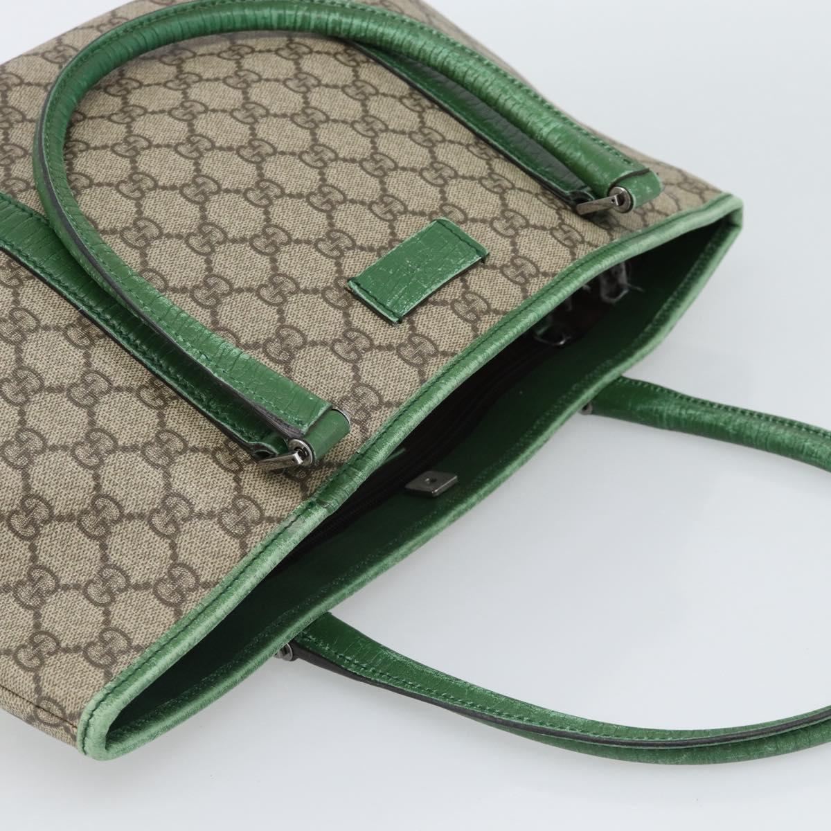 GUCCI GG Supreme Tote Bag PVC Beige Silver 114595 Auth 187057