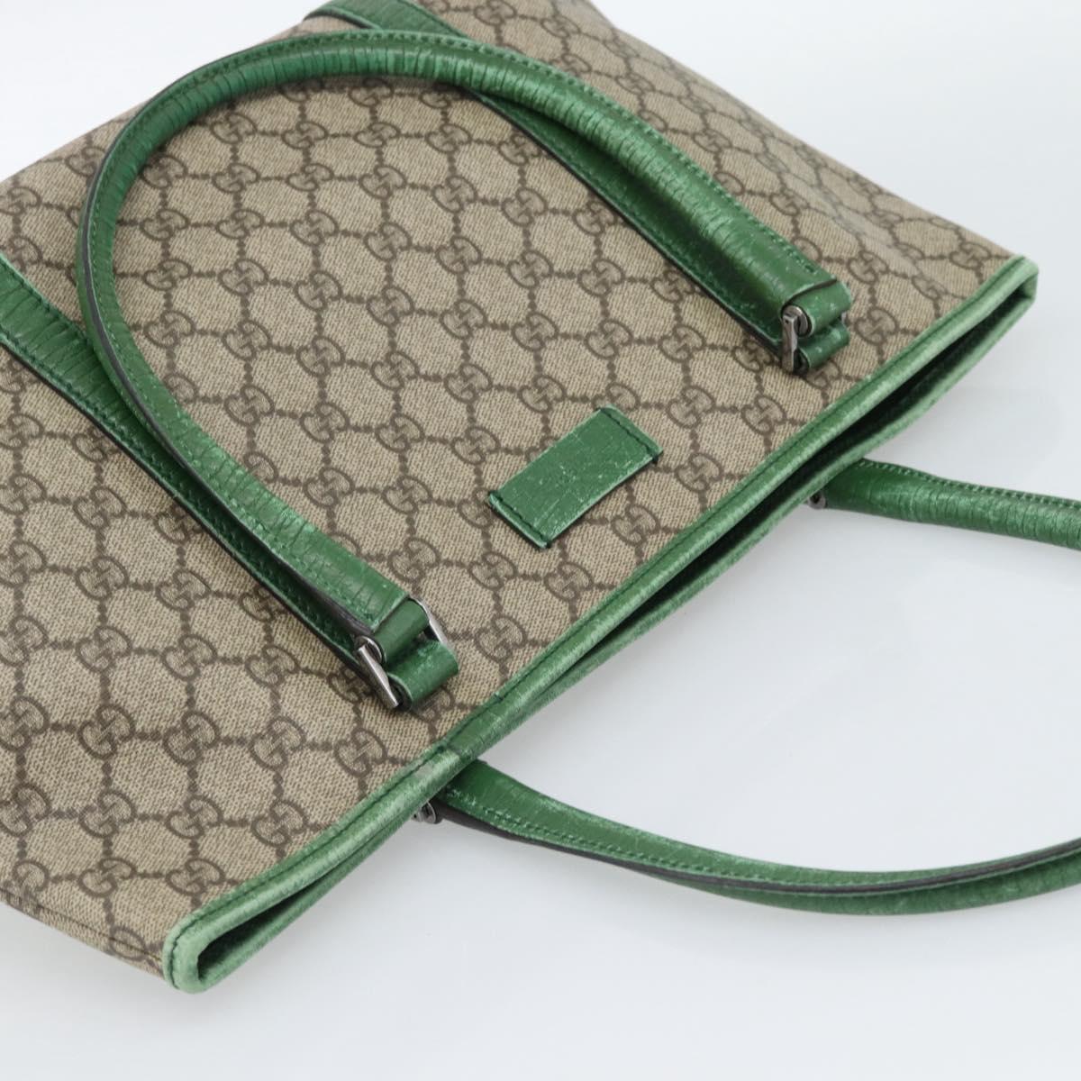 GUCCI GG Supreme Tote Bag PVC Beige Silver 114595 Auth 187057