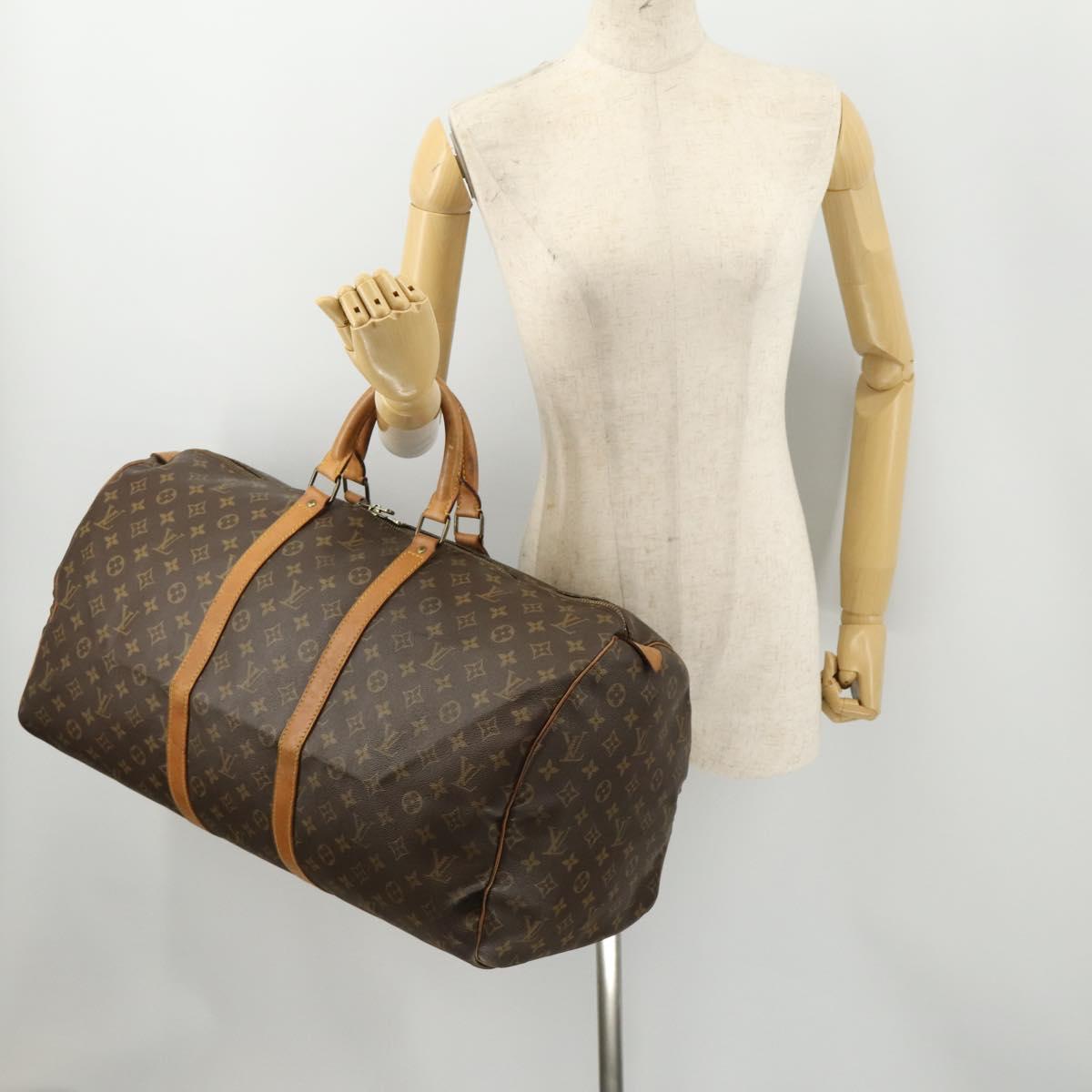 LOUIS VUITTON Monogram Keepall 55 Boston Bag M41424 LV Auth 187063