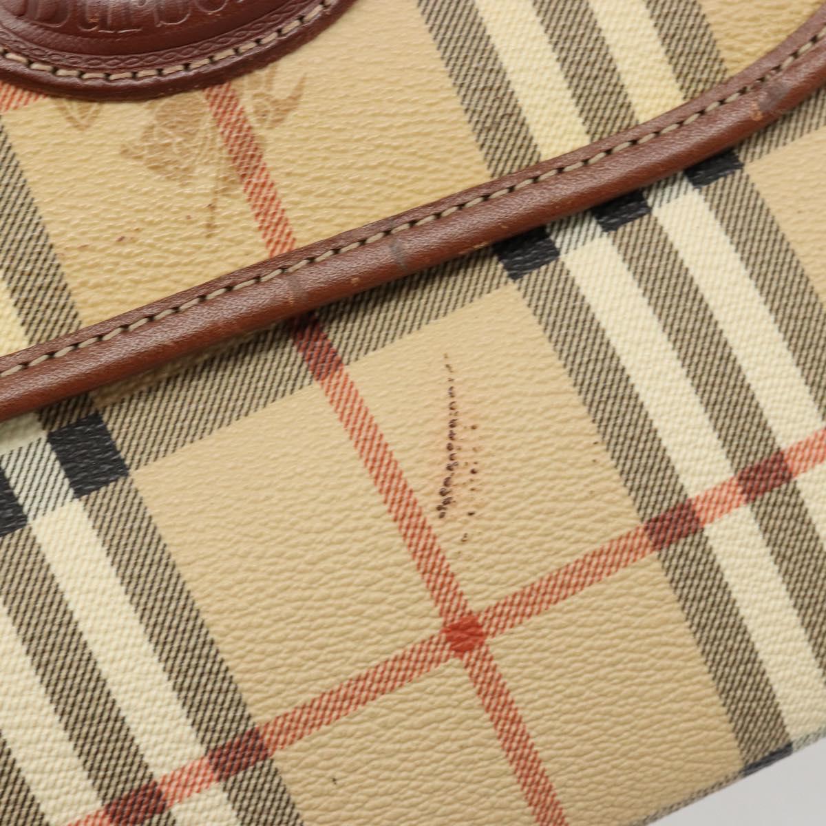 Burberrys Nova Check Shoulder Bag PVC Leather Beige Gold Auth 187080