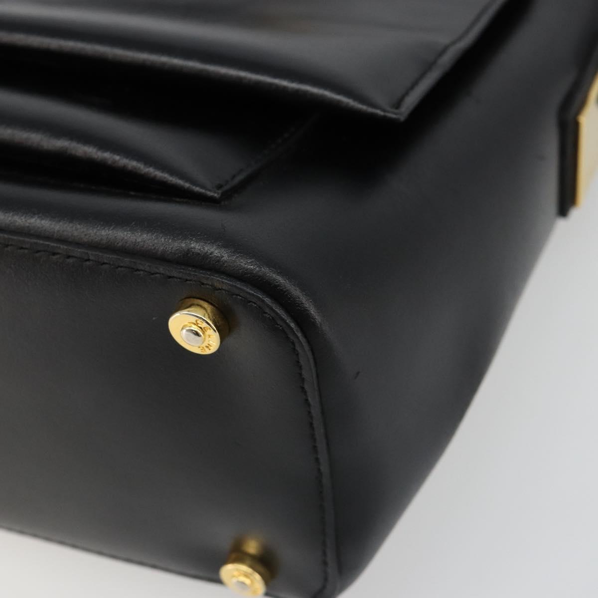 CELINE Shoulder Bag Leather Black Gold Auth 187081
