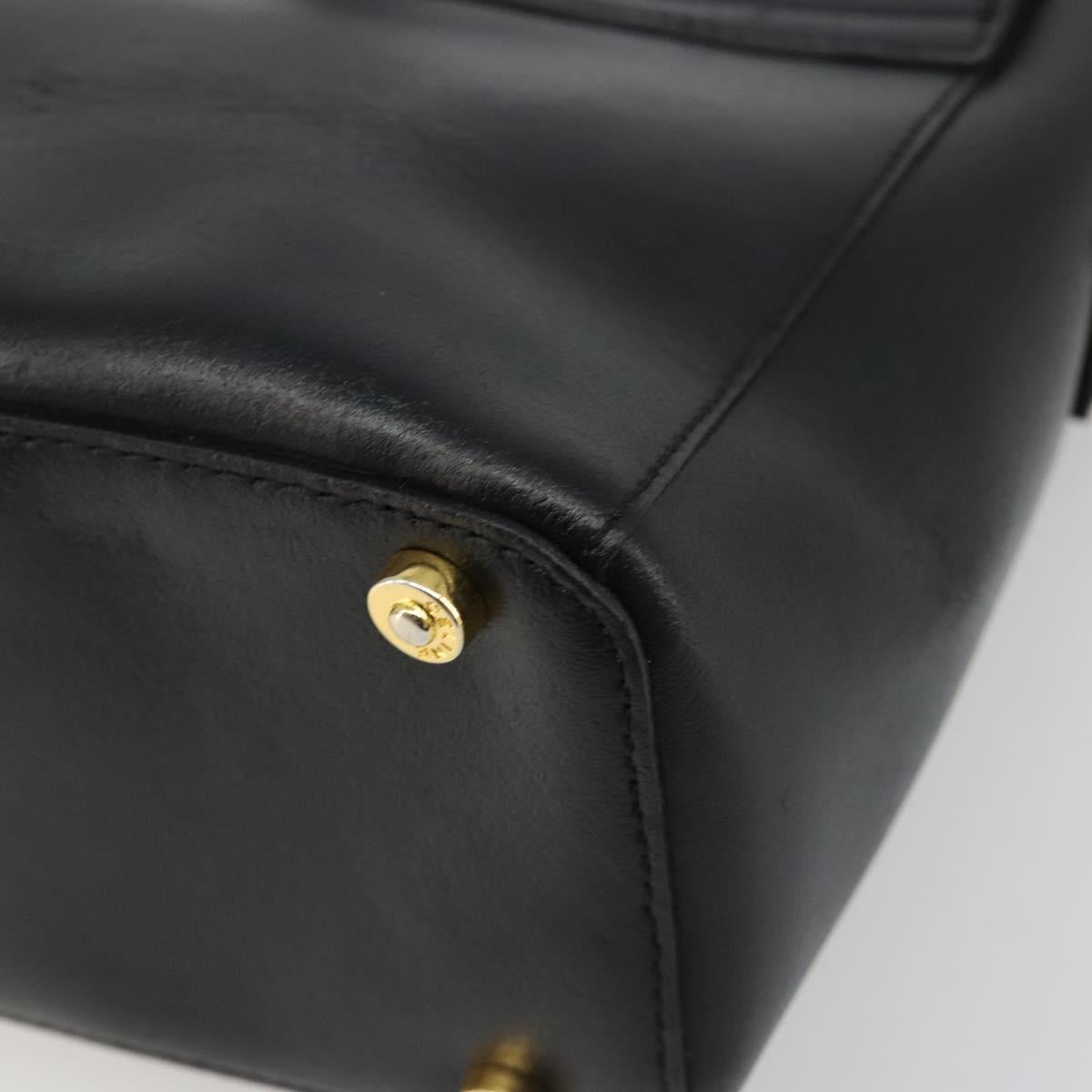 CELINE Shoulder Bag Leather Black Gold Auth 187081