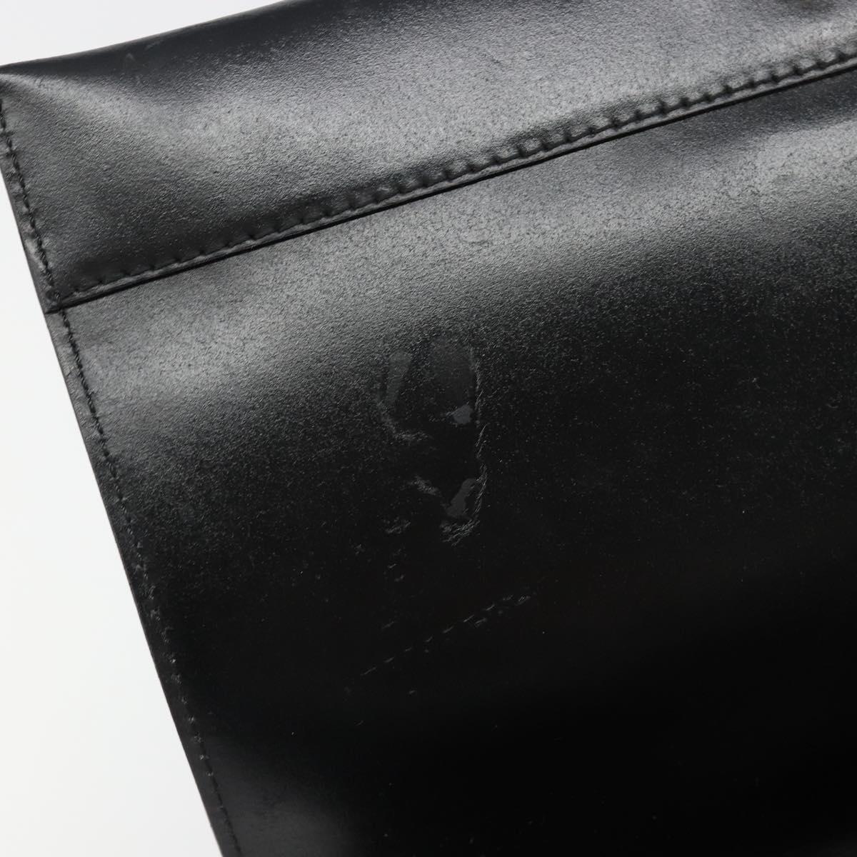 CELINE Shoulder Bag Leather Black Gold Auth 187081