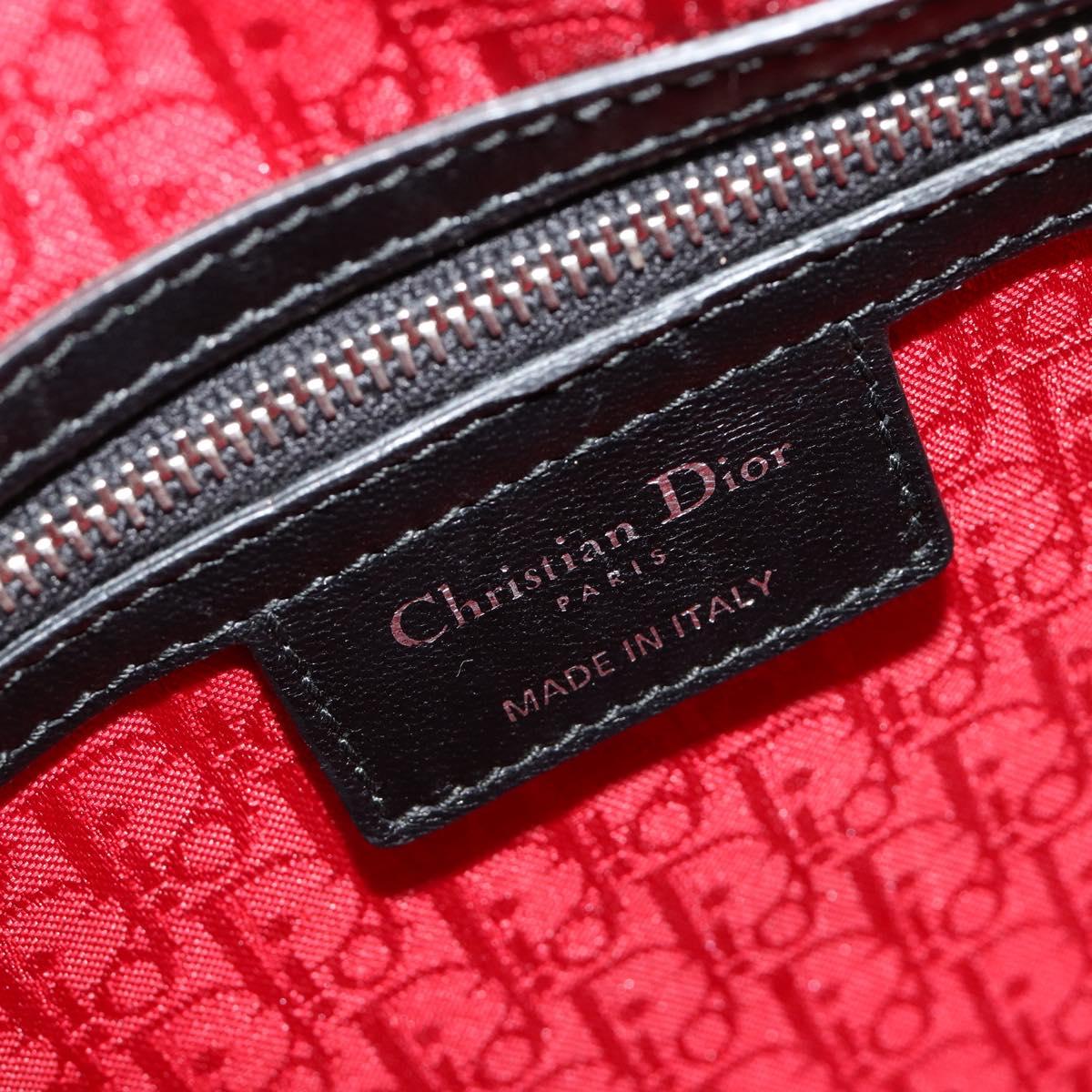 Christian Dior Lady Dior Canage Bag Lamb Skin 2way Black Silver Auth 187086SAM