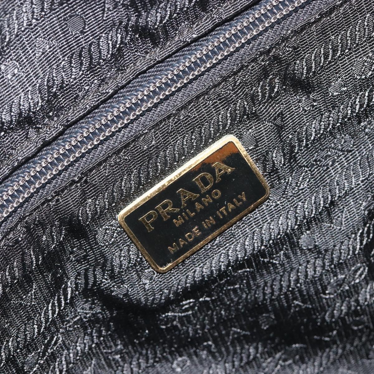 PRADA Hand Bag Nylon Black Gold Auth 187087