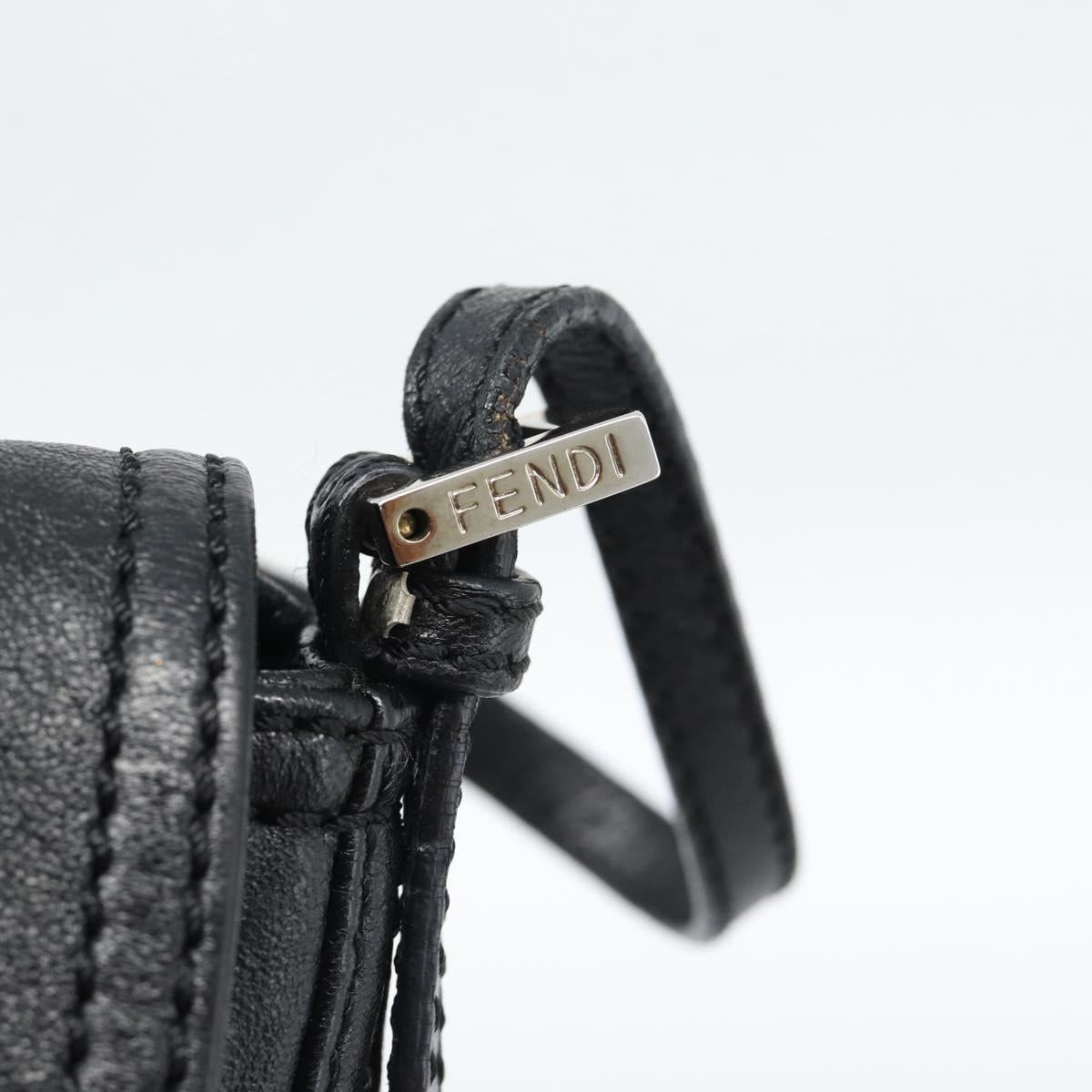 FENDI Mamma Baguette Shoulder Bag Leather Black Silver Auth 187091SAM