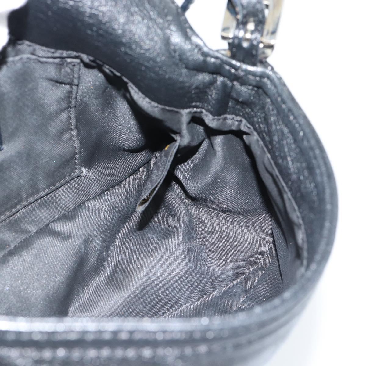 FENDI Mamma Baguette Shoulder Bag Leather Black Silver Auth 187091SAM