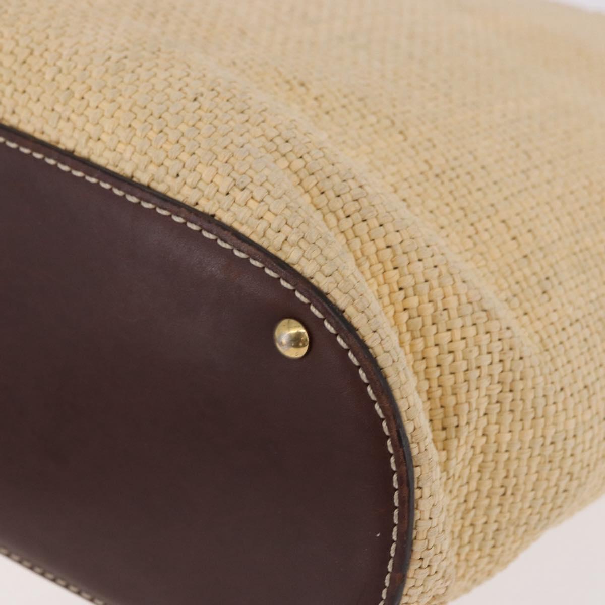 CHANEL Tote Bag Raffia Beige Gold CC Auth 187096