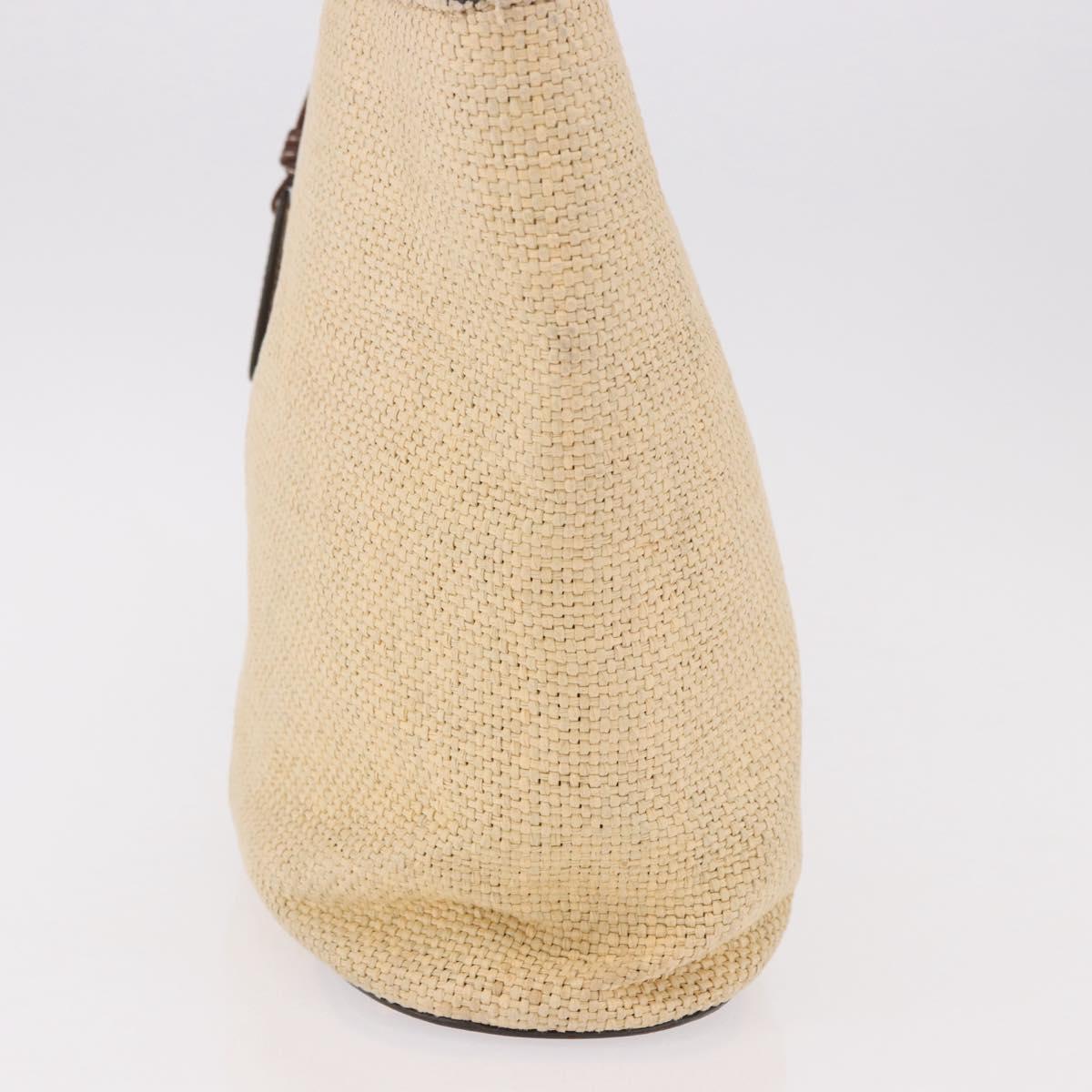 CHANEL Tote Bag Raffia Beige Gold CC Auth 187096