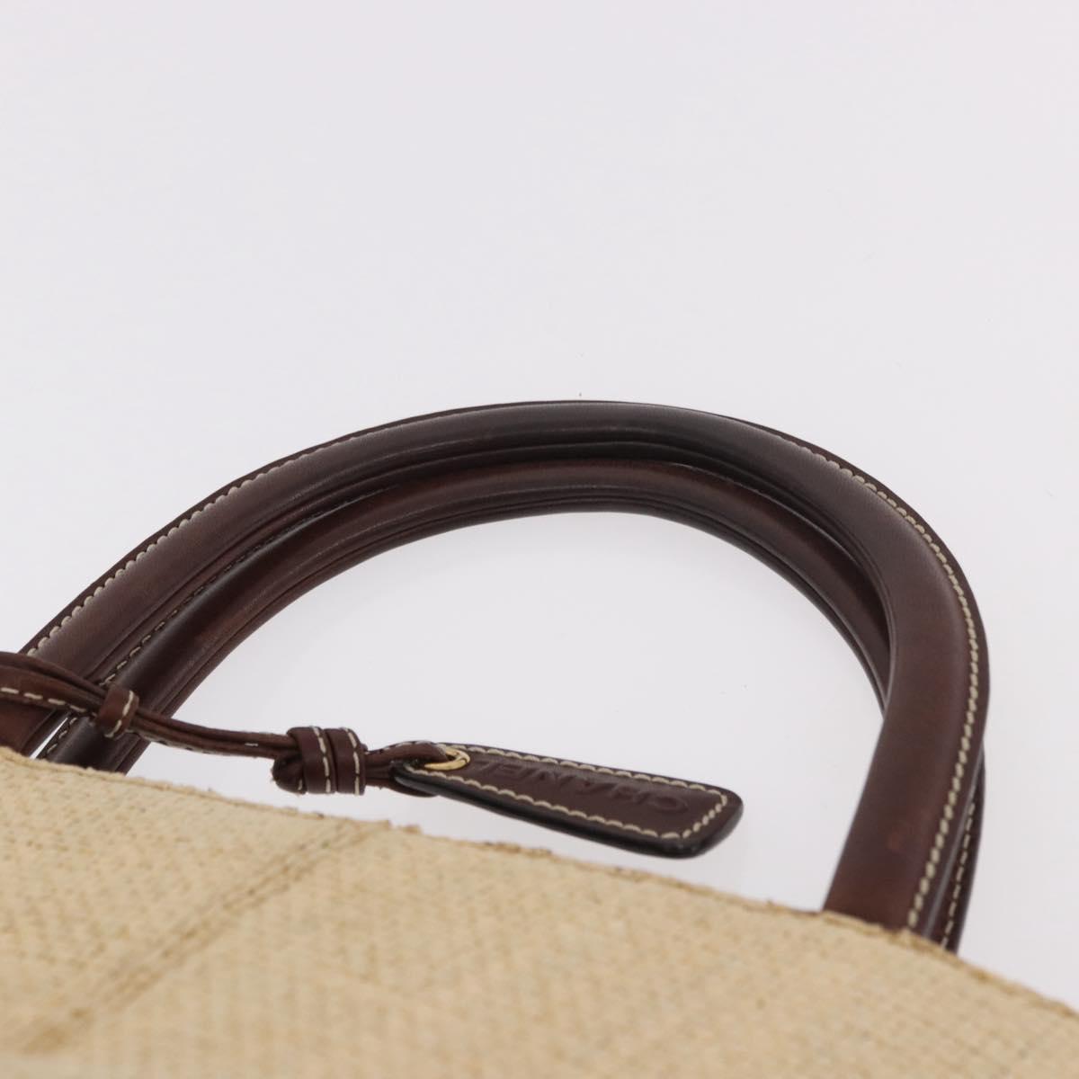 CHANEL Tote Bag Raffia Beige Gold CC Auth 187096