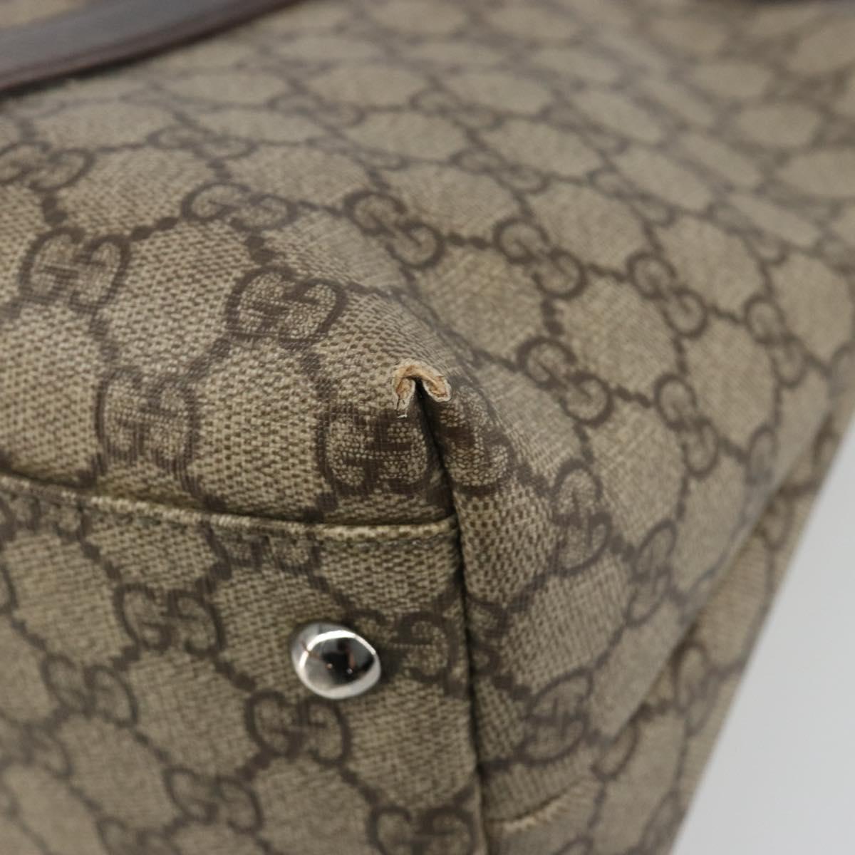 GUCCI GG Supreme Tote Bag PVC Beige Silver 114595 Auth 187099