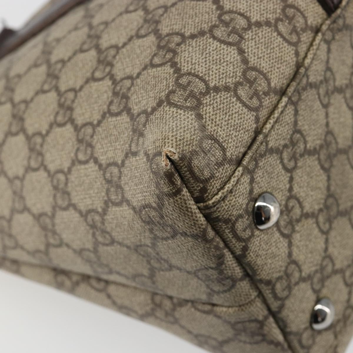GUCCI GG Supreme Tote Bag PVC Beige Silver 114595 Auth 187099
