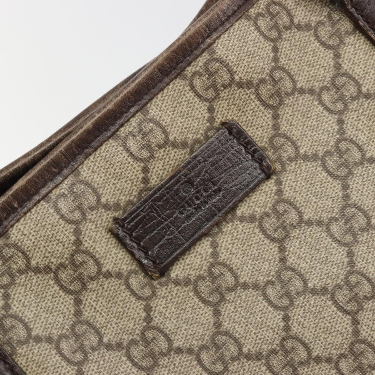 GUCCI GG Supreme Tote Bag PVC Beige Silver 114595 Auth 187099