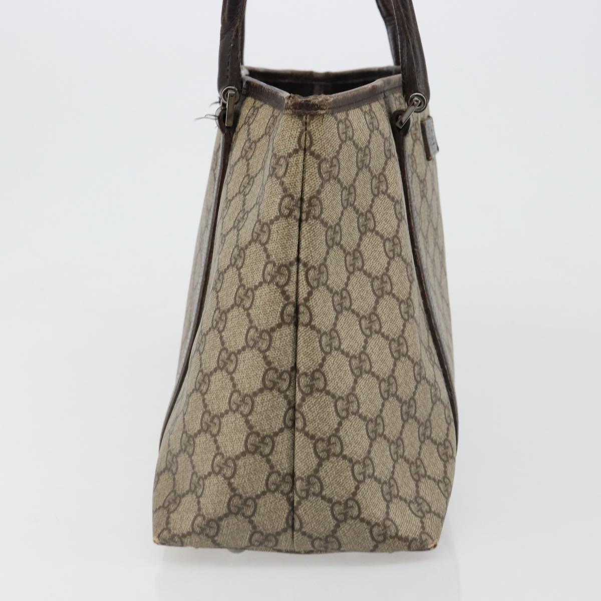 GUCCI GG Supreme Tote Bag PVC Beige Silver 114595 Auth 187099