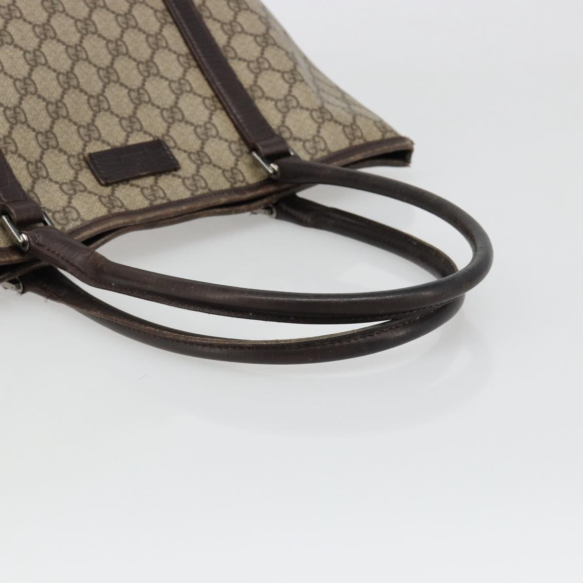 GUCCI GG Supreme Tote Bag PVC Beige Silver 114595 Auth 187099