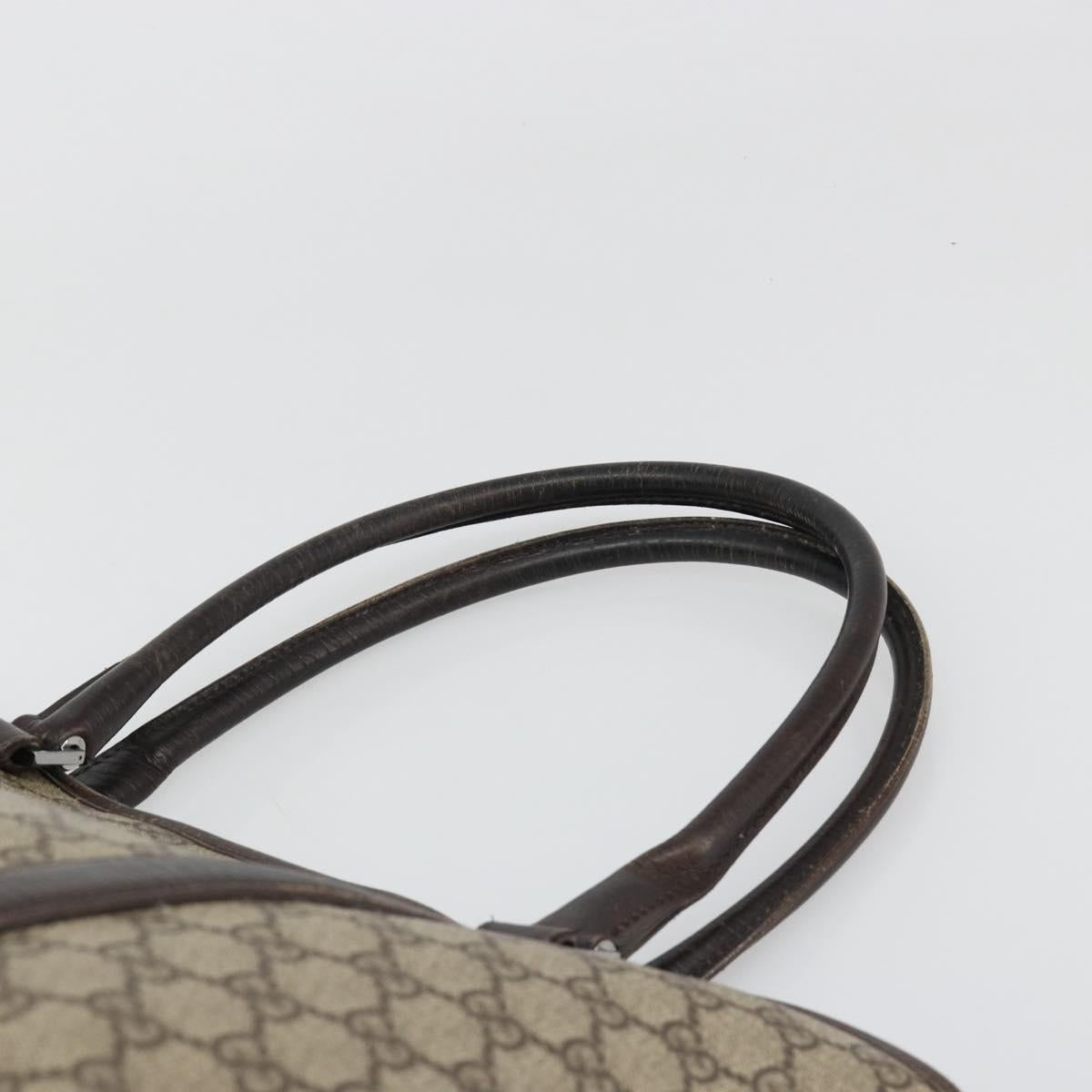 GUCCI GG Supreme Tote Bag PVC Beige Silver 114595 Auth 187099