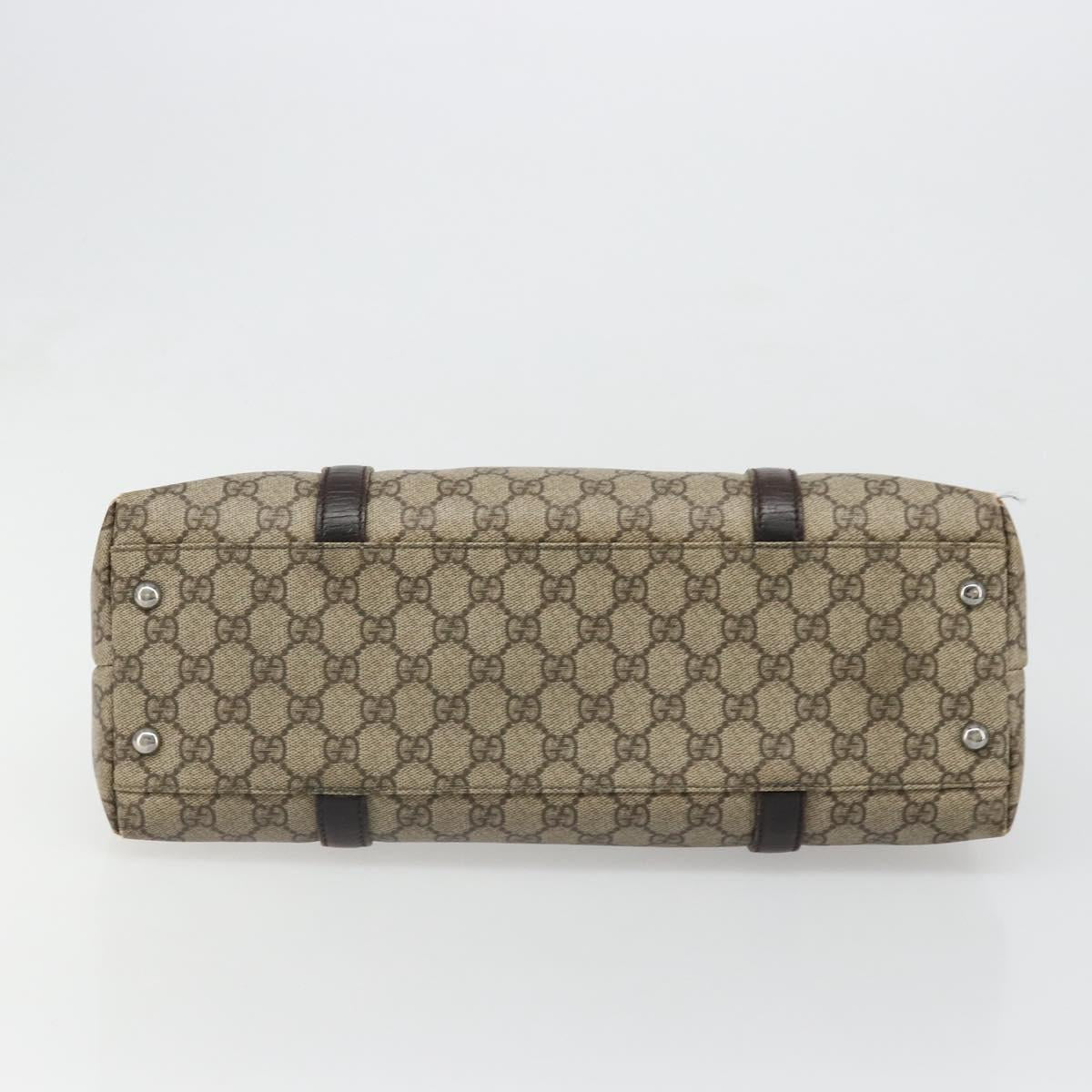 GUCCI GG Supreme Tote Bag PVC Beige Silver 114595 Auth 187099