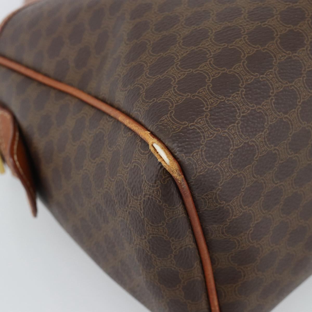 CELINE Macadam Canvas Hand Bag PVC Leather Brown Gold Auth 187100