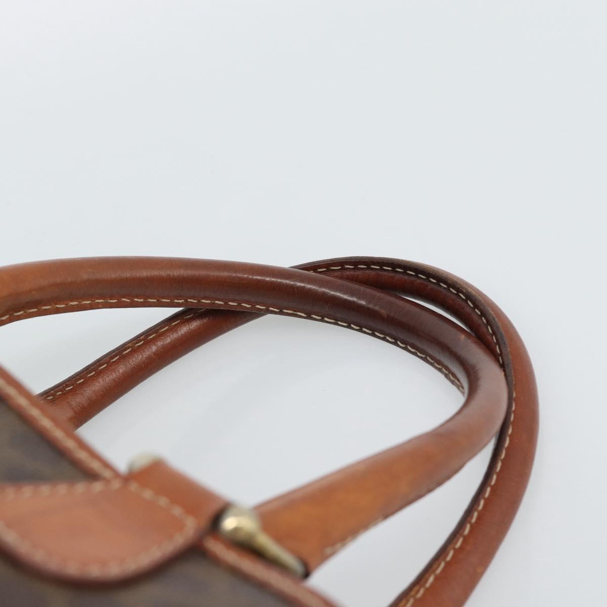 CELINE Macadam Canvas Hand Bag PVC Leather Brown Gold Auth 187100