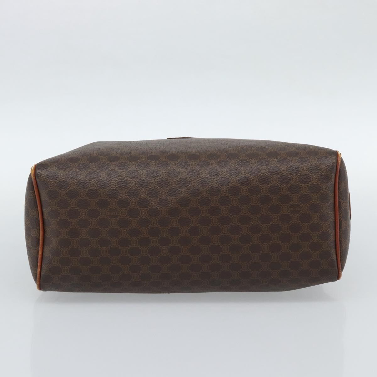 CELINE Macadam Canvas Hand Bag PVC Leather Brown Gold Auth 187100