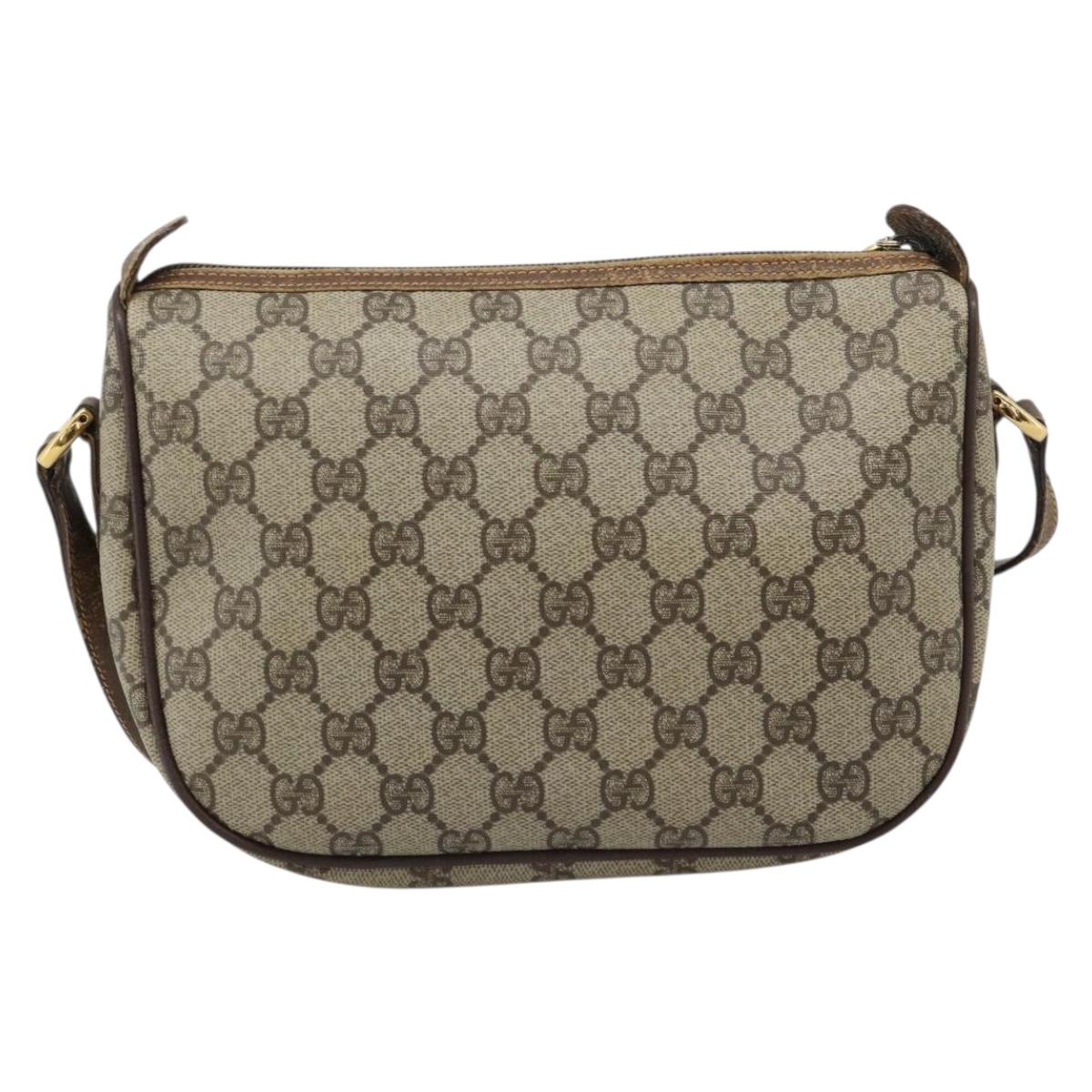 GUCCI GG Supreme Web Sherry Line Bag PVC Beige Gold 001 123 6177 Auth 187102