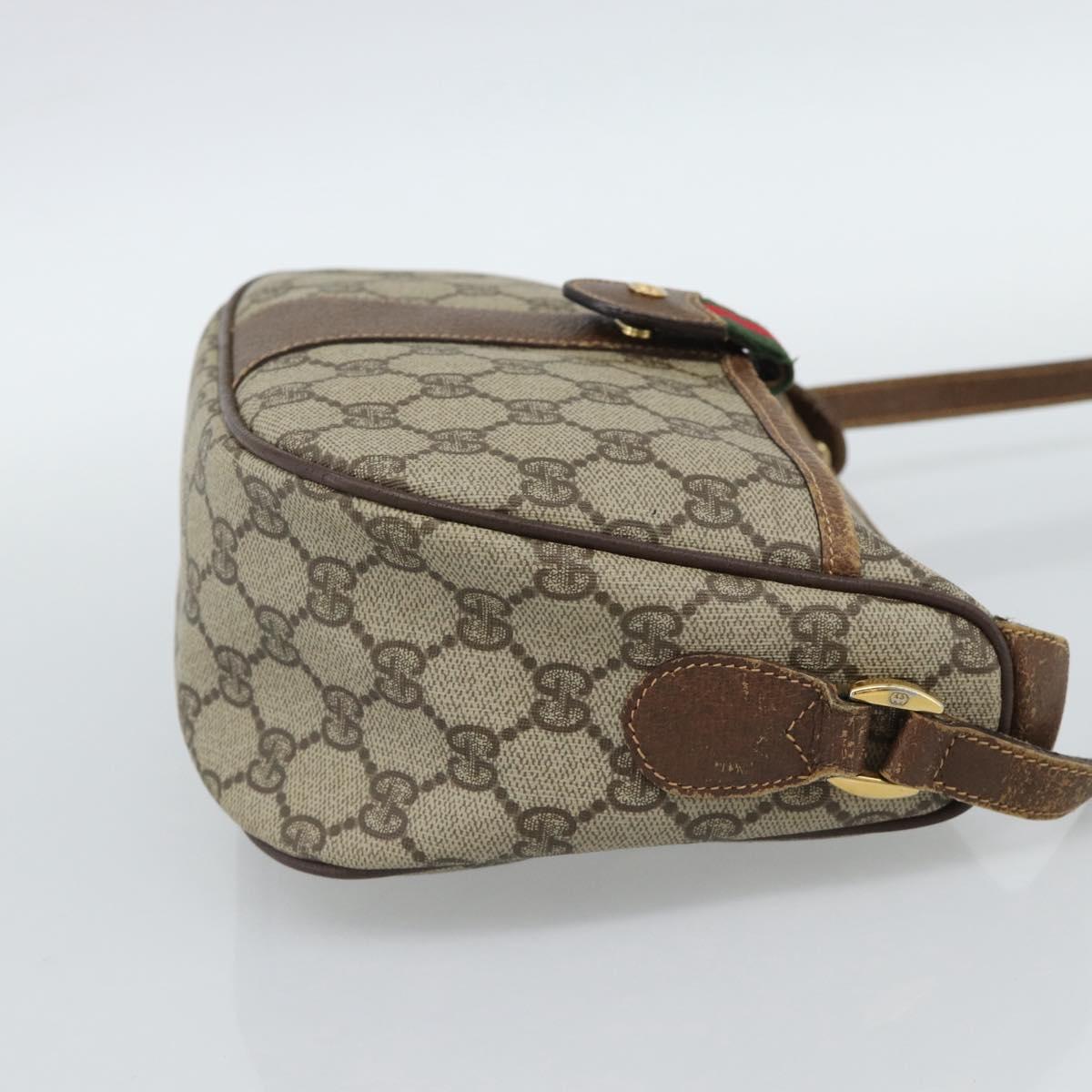 GUCCI GG Supreme Web Sherry Line Bag PVC Beige Gold 001 123 6177 Auth 187102
