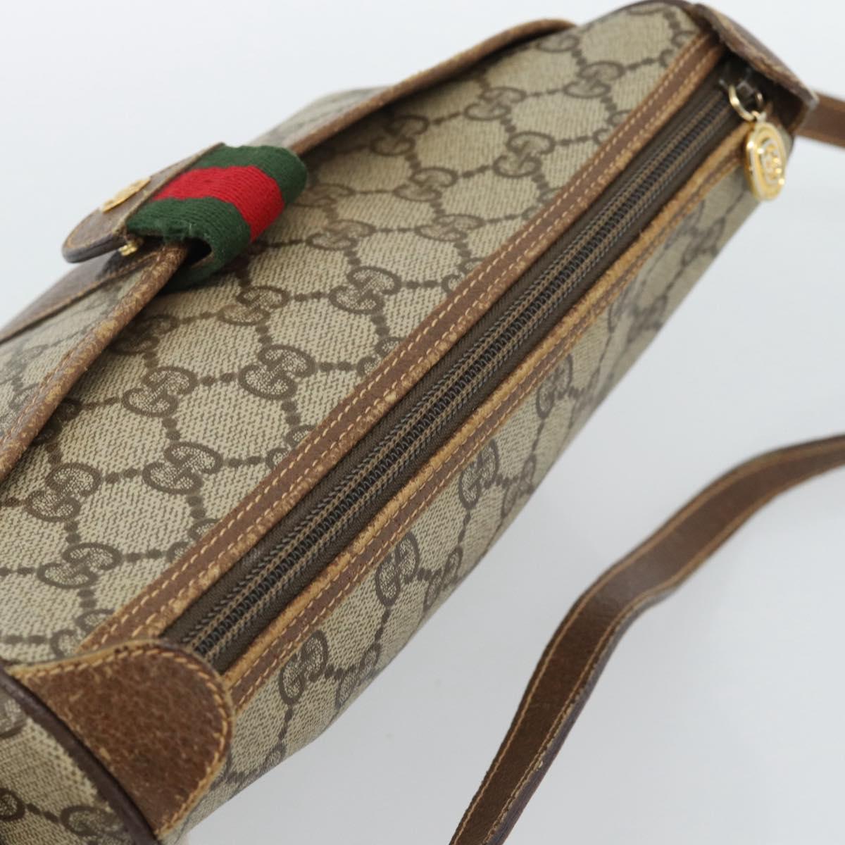 GUCCI GG Supreme Web Sherry Line Bag PVC Beige Gold 001 123 6177 Auth 187102
