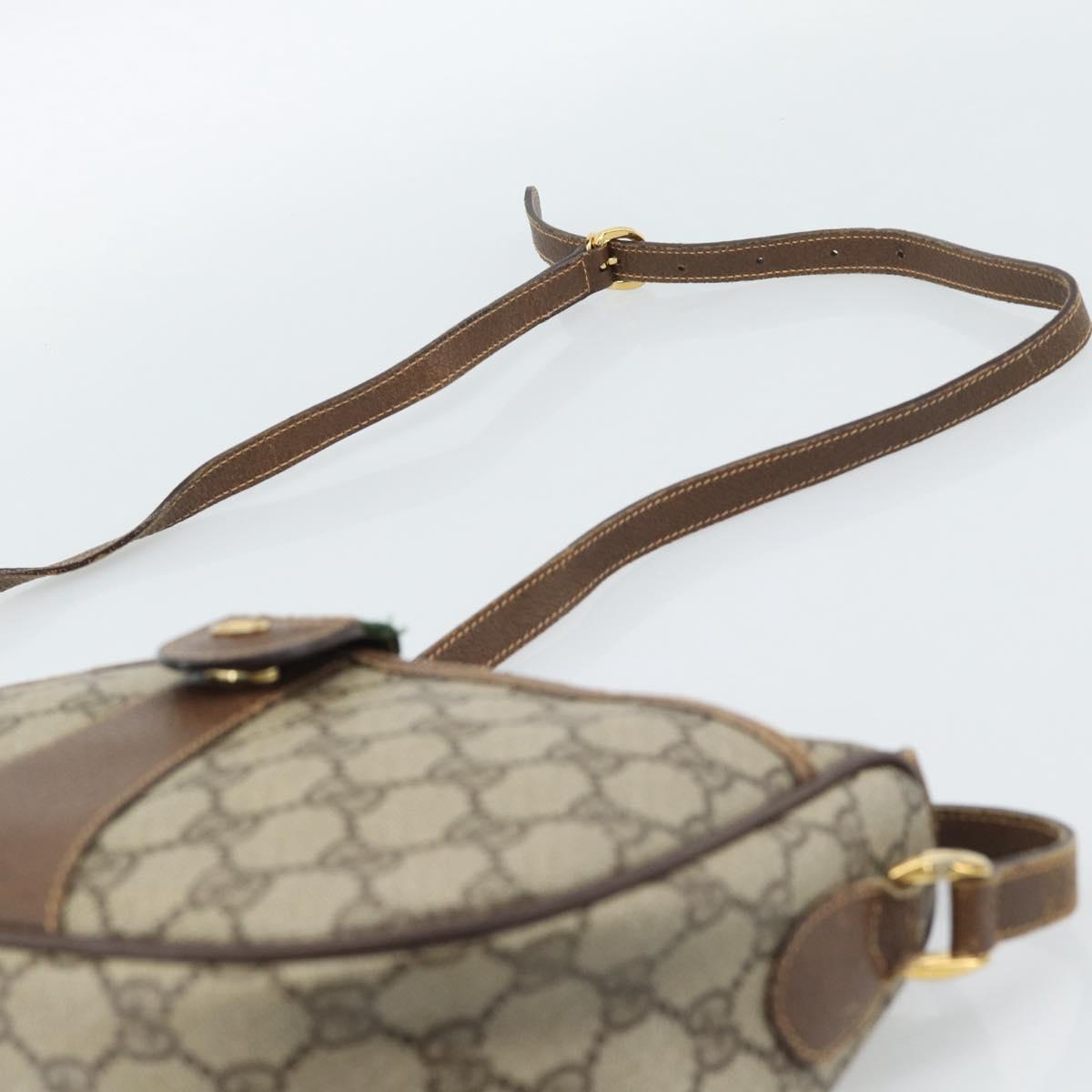 GUCCI GG Supreme Web Sherry Line Bag PVC Beige Gold 001 123 6177 Auth 187102