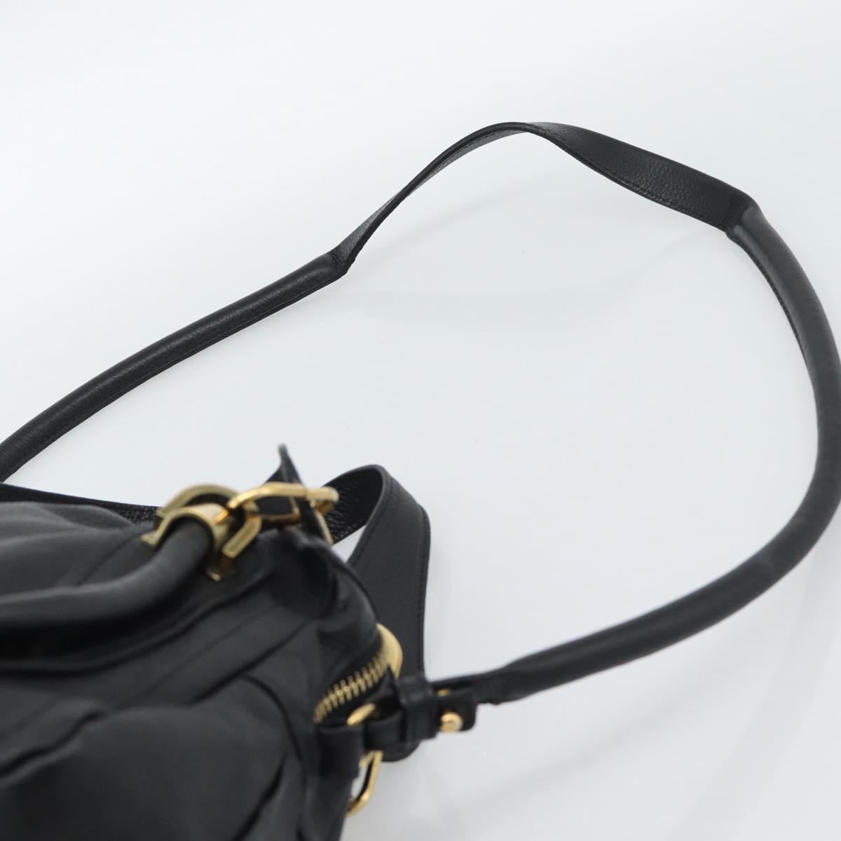 Chloe Paraty Hand Bag Leather 2way Black Gold Auth 187112A