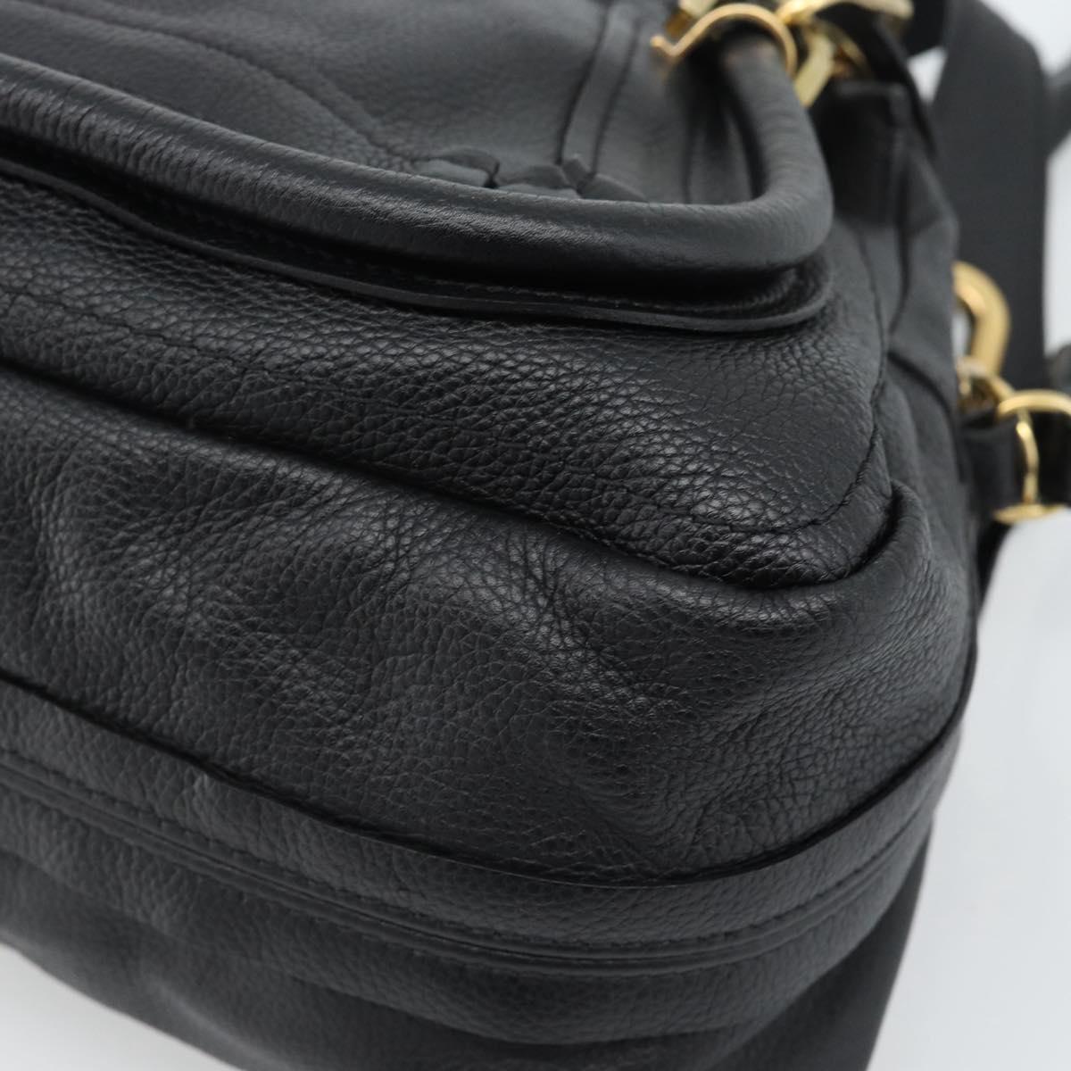 Chloe Paraty Hand Bag Leather 2way Black Gold Auth 187112A