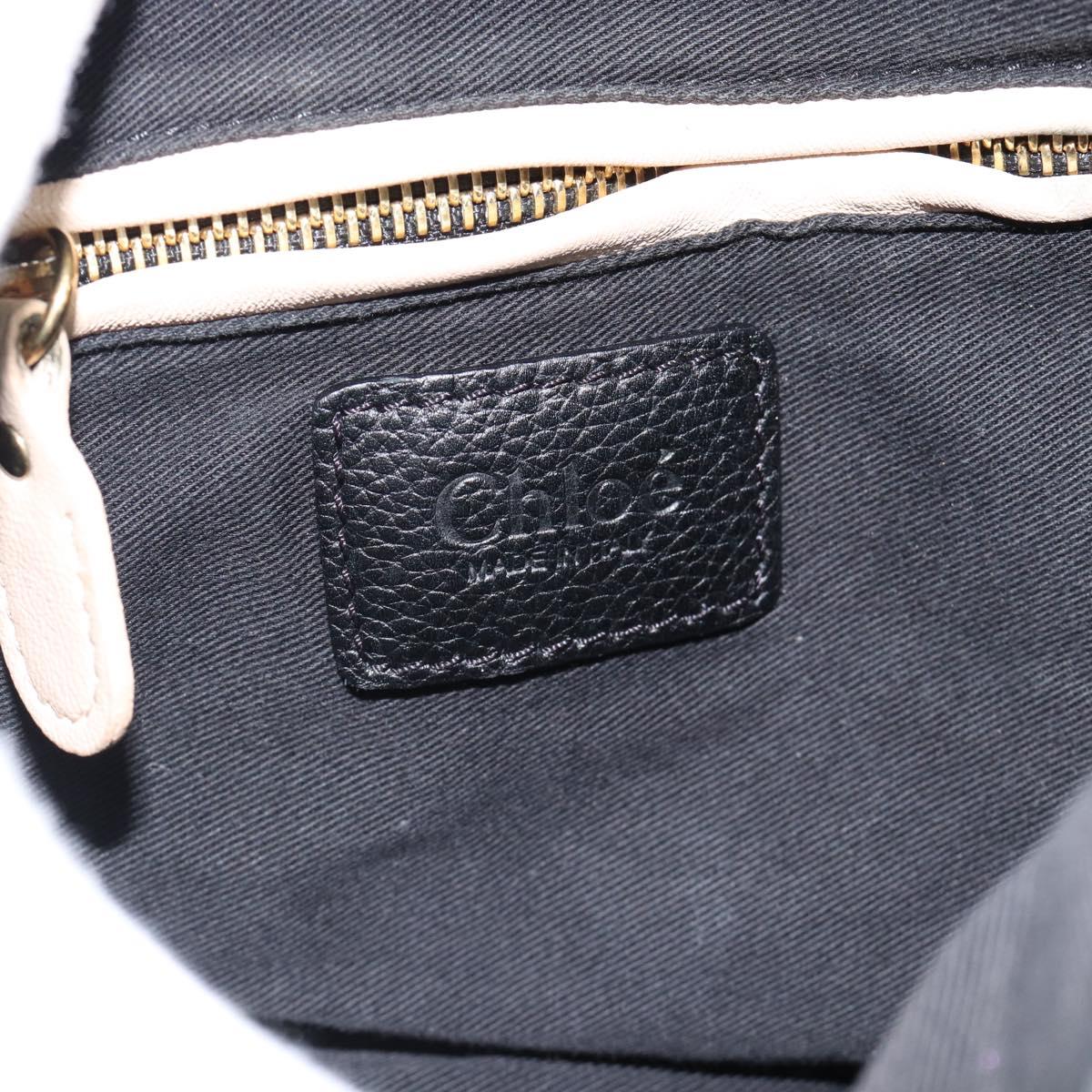 Chloe Paraty Hand Bag Leather 2way Black Gold Auth 187112A