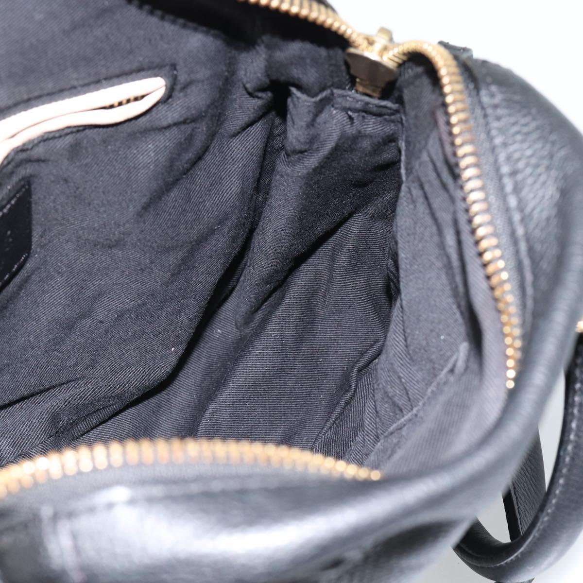 Chloe Paraty Hand Bag Leather 2way Black Gold Auth 187112A