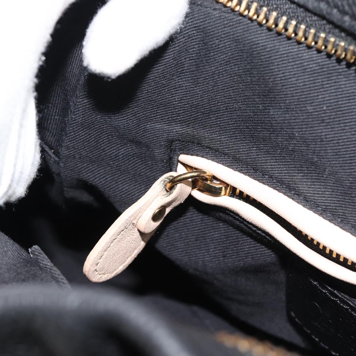 Chloe Paraty Hand Bag Leather 2way Black Gold Auth 187112A