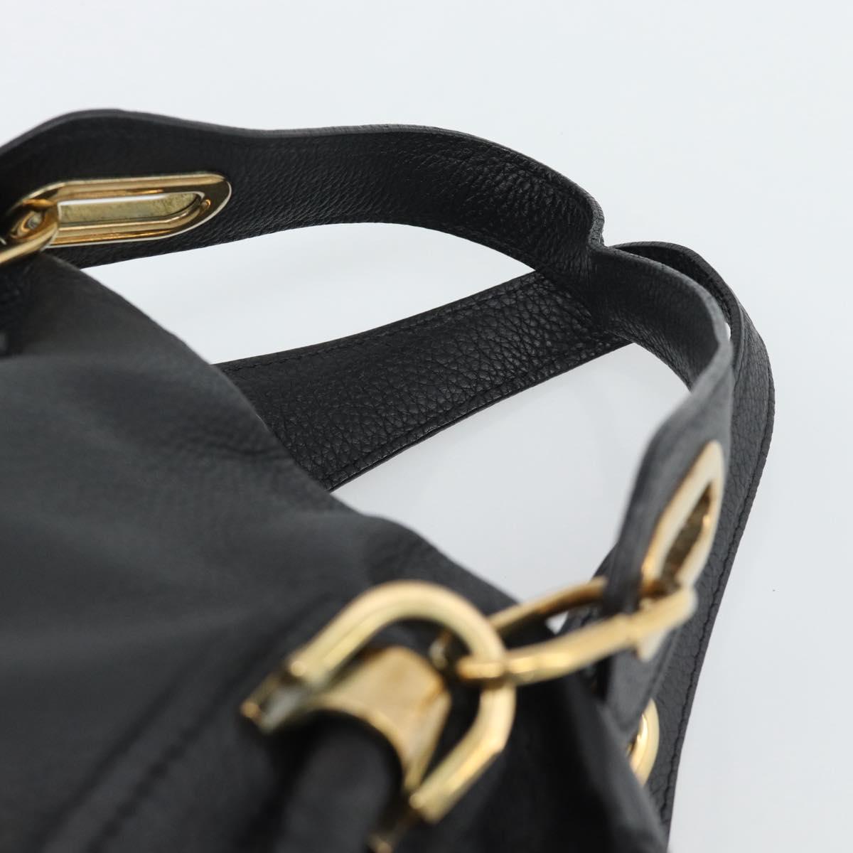 Chloe Paraty Hand Bag Leather 2way Black Gold Auth 187112A
