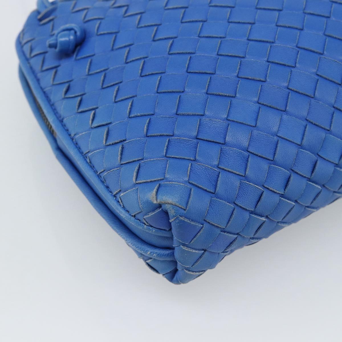 BOTTEGA VENETA INTRECCIATO Shoulder Bag Leather Blue Auth 187113