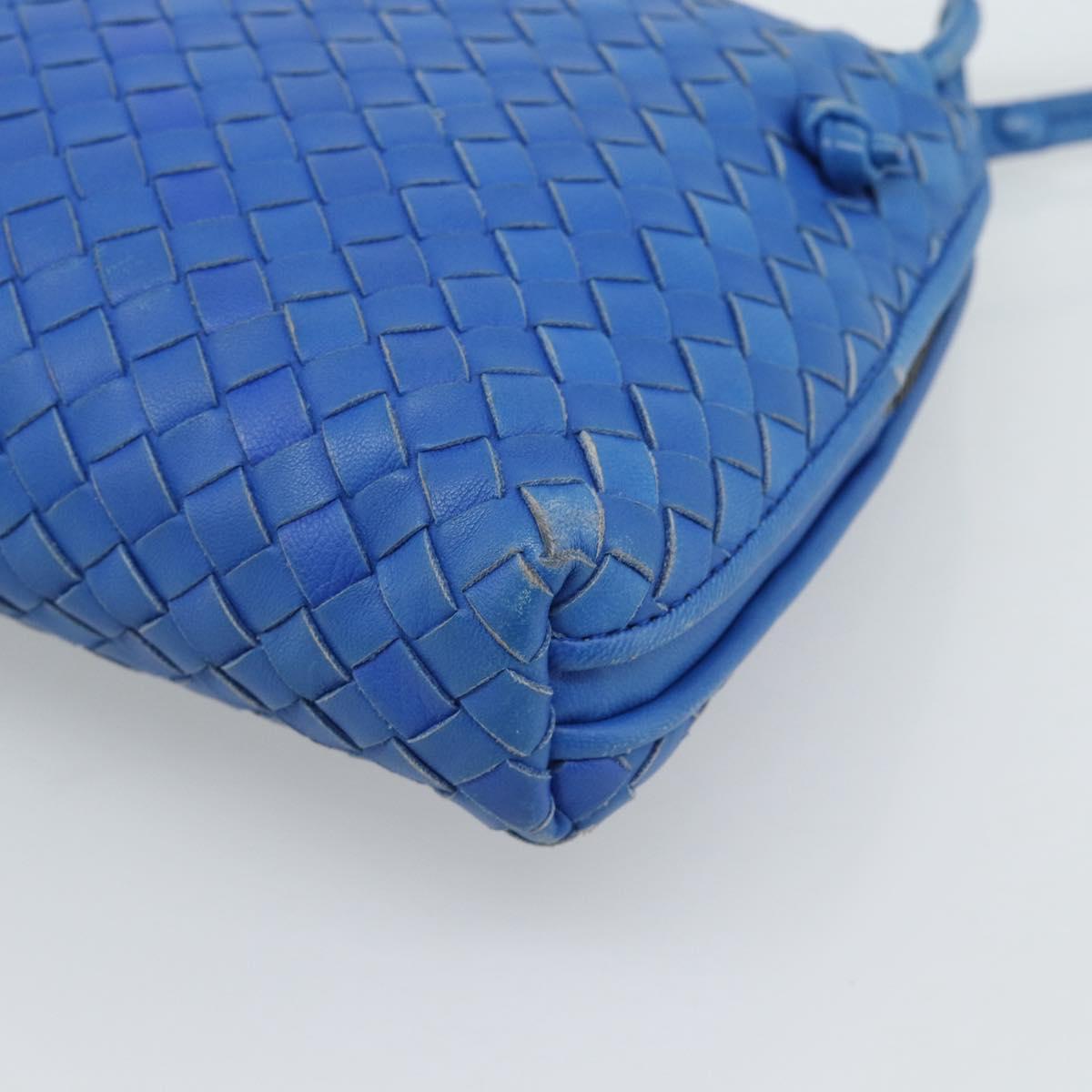 BOTTEGA VENETA INTRECCIATO Shoulder Bag Leather Blue Auth 187113