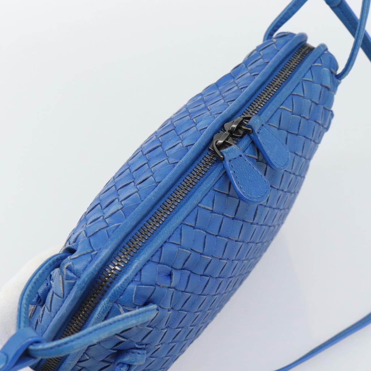 BOTTEGA VENETA INTRECCIATO Shoulder Bag Leather Blue Auth 187113