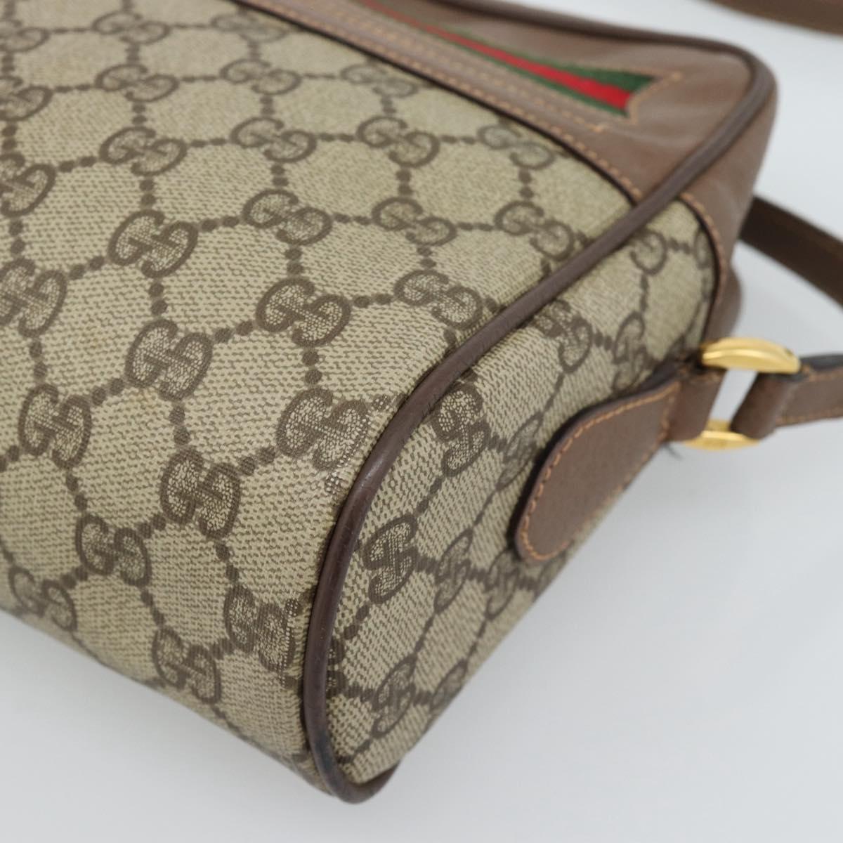 GUCCI GG Supreme Web Sherry Line Bag PVC Beige Gold 001 113 6472 Auth 187114