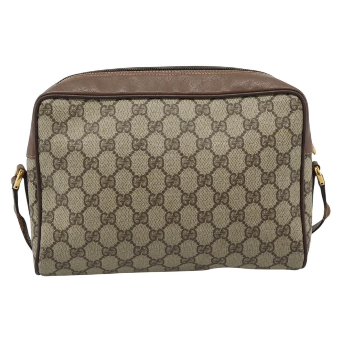 GUCCI GG Supreme Web Sherry Line Bag PVC Beige Gold 001 113 6472 Auth 187114
