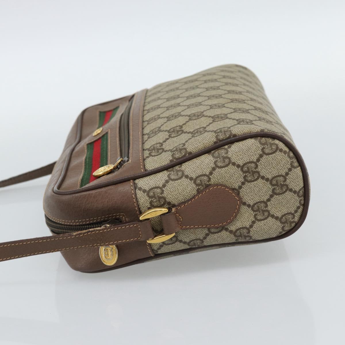 GUCCI GG Supreme Web Sherry Line Bag PVC Beige Gold 001 113 6472 Auth 187114