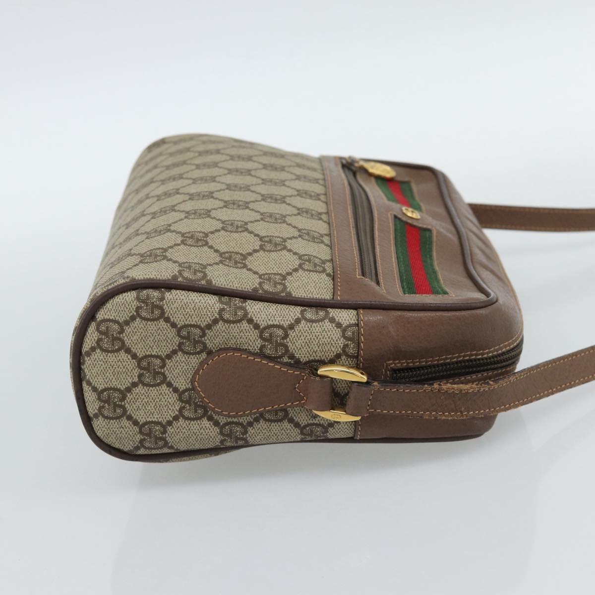 GUCCI GG Supreme Web Sherry Line Bag PVC Beige Gold 001 113 6472 Auth 187114
